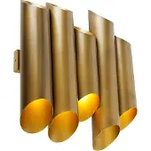 QAZQA Industriële wandlamp messing 10-lichts - Whistle