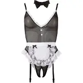 Cottelli - Lingerie body - Sexy kamermeisje - Zwart - XL