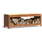 HetTuinstel.nl Cortenstaal houtopslag / tuinbank 120x40x43cm