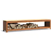 HetTuinstel.nl Cortenstaal houtopslag / tuinbank 200x40x43cm