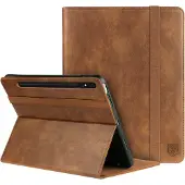 Rosso Element Hoes met penhouder Geschikt voor Samsung Galaxy Tab S7 / Tab S8 - Verstelbare Book Case met Sleep/Wake Functie en Elastische Band Bruin