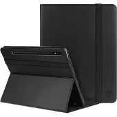 Rosso Element Hoes met penhouder Geschikt voor Samsung Galaxy Tab S7 / Tab S8 - Verstelbare Book Case met Sleep/Wake Functie en Elastische Band Zwart
