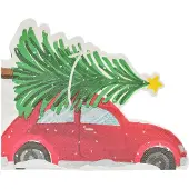 Ginger Ray - 16 Servetten Rode auto met kerstboom