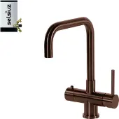 Selsiuz Inox kokend water kraan met combi extra boiler en U-uitloopkraan copper