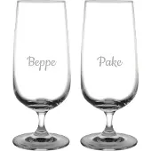 Fusion Gegraveerde bierglas op voet 41cl Pake & Beppe