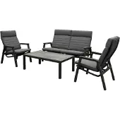 AVH-Collectie Monaco stoel bank loungeset 4 delig verstelbaar aluminium antraciet