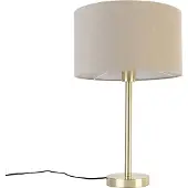 QAZQA Klassieke tafellamp messing met kap lichtbruin 35 cm - Simplo
