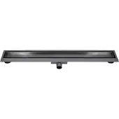 Guido Gusto Gun metal RVS Douchegoot compleet met flens 50x7x6,7cm Tegelrooster