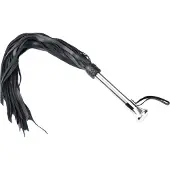 Zado – 73 cm Lederen Flogger Zweep met Stalen Handvat voor een Goede Grip - Zwart