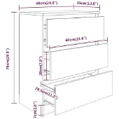 Natur24 Dressoir 60x35x76 cm bewerkt hout zwart