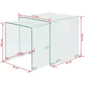 vidaXL Bijzettafel set 2-dlg transparant gehard glas