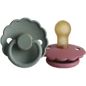 Frigg Fopspeen Daisy Latex, Dusty Rose/Lily pad 0-6 maanden, 2 stuks