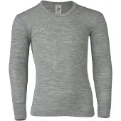 Engel - Kinder Unterhemd L/S - Merino-ondergoed 128, grijs