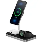 Alogic MagSpeed 3-in-1 draadloos oplaadstation, Draadloze laders, Zwart