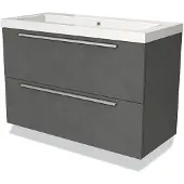 Maxaro Modulo Badkamermeubel met wastafel | 100 cm Donkergrijs beton Vlak front Mineraalmarmer 2 lades onder elkaar