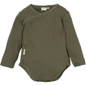 Little Indians Baby Overslagromper Lange mouw Dusty olive - 1-3M