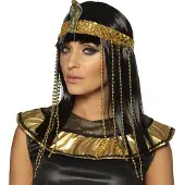 Boland Pruik Egyptische koningin met hoofdband (Zwart/Goud)