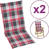 vidaXL Tuinstoelkussens 2 st 120x50x3 cm stof ruitpatroon rood