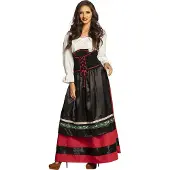 Muovijalelu verkleedkostuum Frau Schneider dames zwart/rood