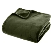 Atmosphera Atmopshera Plaid effen flanel flece deken - 180x230 cm - Kaki