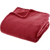 Atmosphera Atmopshera Plaid effen flanel fleece deken - 180x230 cm - Rood