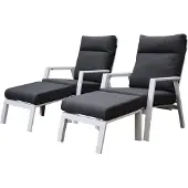 AVH-Collectie Vegas lounge balkonset 4 delig verstelbaar wit aluminium