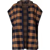 Yesta geruite poncho zwart/bruin Dames | Maat: 46