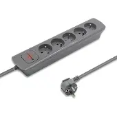 Qoltec 50275, 1,8 meter, voor binnengebruik, Type F (CEE 7/4), grijs, 5 stopcontacten, 230 V