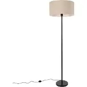 QAZQA Vloerlamp zwart met kap licht bruin 50 cm - Simplo