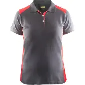 Blakläder Dames poloshirt piqué 33901050 | Grijs/Rood | Maat XXL - 7330509515785