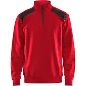 Blakläder Sweatshirt bicolour met halve rits 33531158 | Rood/Zwart | Maat XS - 7330509596999
