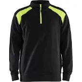 Blakläder Sweatshirt bicolour met halve rits 33531158 | Zwart/High-Vis Geel | Maat S - 7330509597217