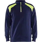 Blakläder Sweatshirt bicolour met halve rits 33531158 | Marine/High-Vis Geel | Maat 4XL - 7330509597101