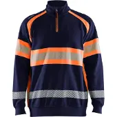 Blakläder 3553-1158 Sweater High vis Marineblauw/Oranje maat XS heren