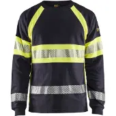 Blakläder 3484-1761 Vlamvertragend T-shirt lange mouwen Marine/High Vis Geel maat M heren