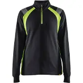 Blakläder Dames Sweatshirt halve rits Visible 34031158 | Zwart/High-Vis Geel | Maat S - 7330509815571