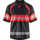 Blakläder 3338-1051 UV-Poloshirt High Vis Klasse 1 Zwart/High Vis Rood maat XS heren