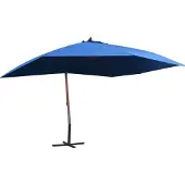 vidaXL - Zweefparasol - met - houten - paal - 400x300 - cm - blauw