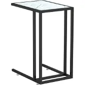 vidaXL Computer bijzettafel 50x35x65 cm gehard glas witmarmerkleurig