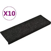vidaXL Trapmatten Zelfklevend 10 stuks 65x21x4 cm Zwart Rechthoekige Rand