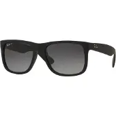 Ray-Ban - Merken - Justin Classic Matte Rubber Black Light Grey voor Unisex van Nylon - Zwart