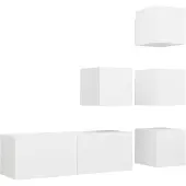 vidaXL 5-delige Tv-meubelset bewerkt hout wit