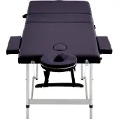 vidaXL Massagetafel inklapbaar 3 zones aluminum paars