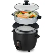 Moa Rijstkoker met Stomer 1,5 liter - Zwart - RC18B