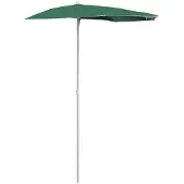 vidaXL Parasol half met paal 180x90 cm groen