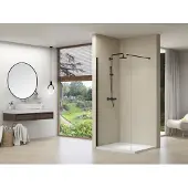 Van Rijn ST01 inloopdouche met helder glas 140x200cm zwart mat