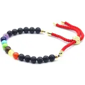 Ancient Wisdom 18K Vergulde Edelsteen Royal String Armband - Lavasteen Chakra