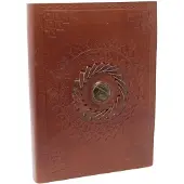 Ancient Wisdom Leren Notitieboek - Tijgeroog - Handgemaakt - 17x12cm