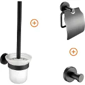 Guido Gusto Toilet accessoires set mat zwart rond