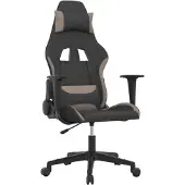 vidaXL Massage gamestoel stof zwart en taupe